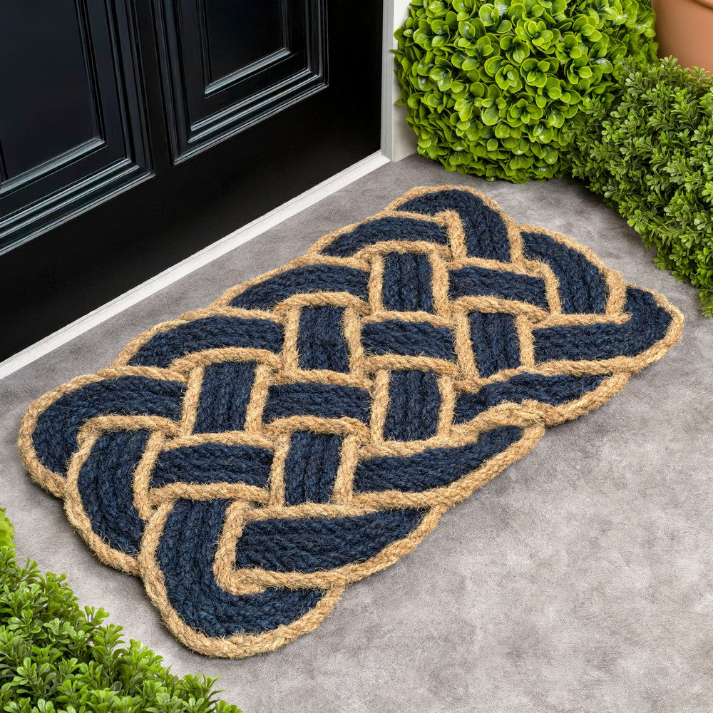 Ocean Classic Coastal Scalloped Basketweave Indoor/Outdoor Coir Mat