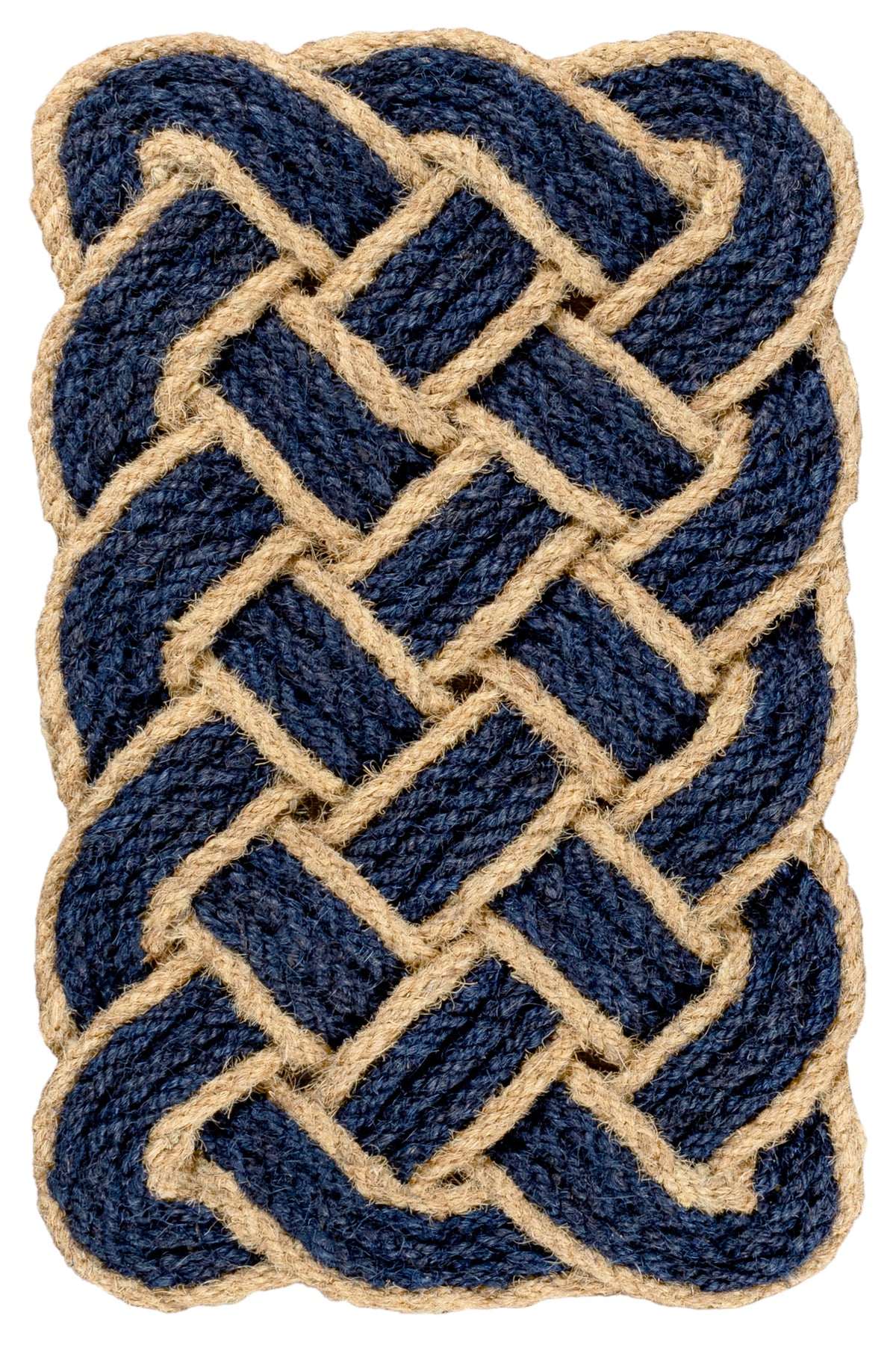 Ocean Classic Coastal Scalloped Basketweave Indoor/Outdoor Coir Mat