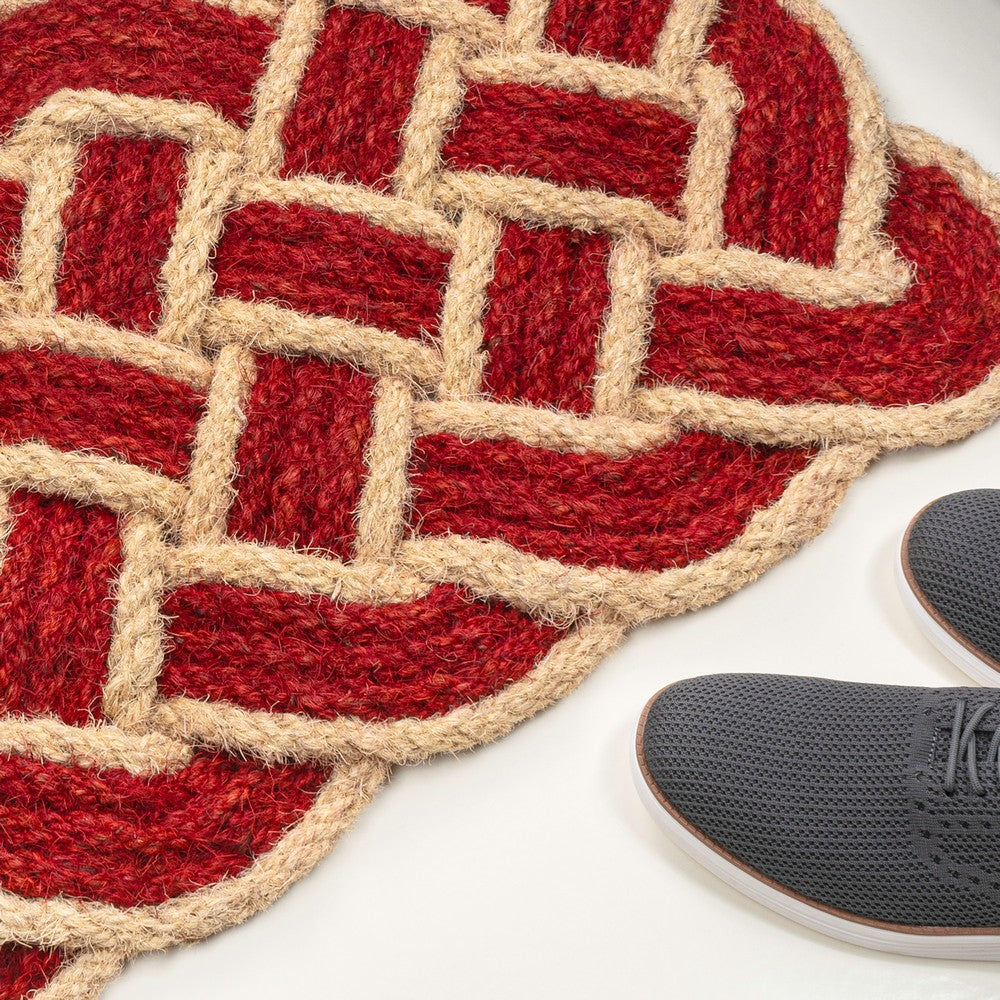 Ocean Classic Coastal Scalloped Basketweave Indoor/Outdoor Coir Mat
