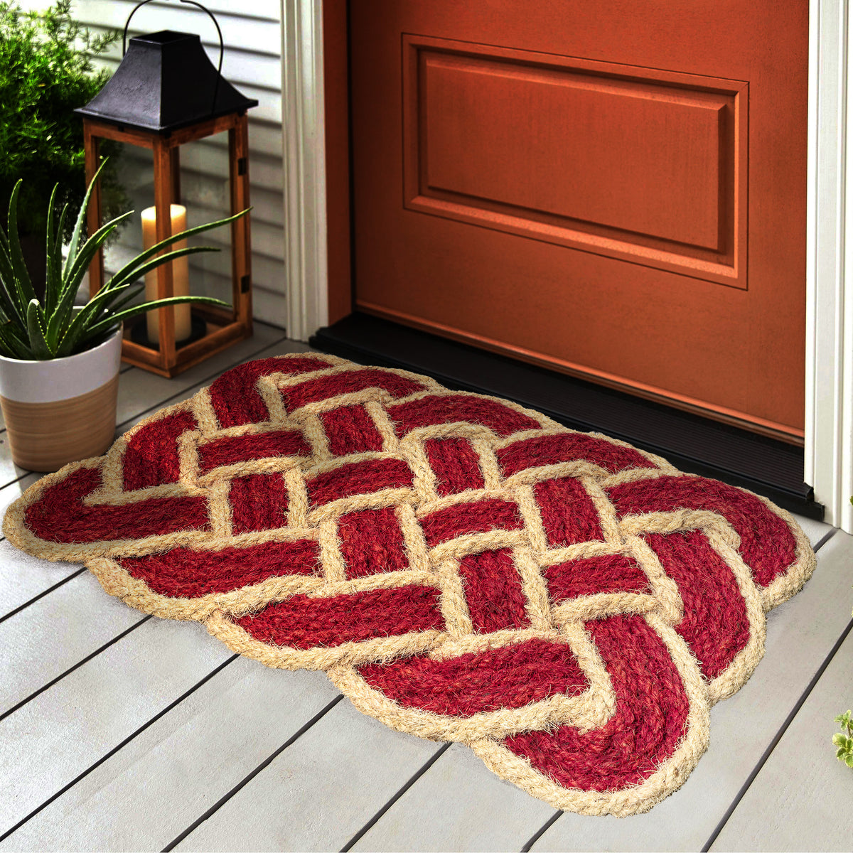 Ocean Classic Coastal Scalloped Basketweave Indoor/Outdoor Coir Mat