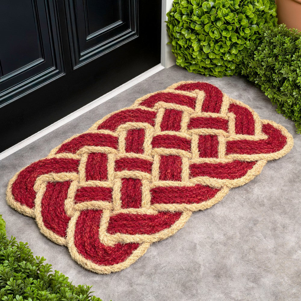 Ocean Classic Coastal Scalloped Basketweave Indoor/Outdoor Coir Mat