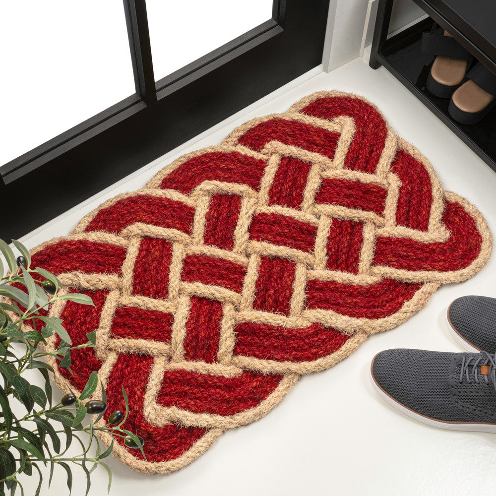 Ocean Classic Coastal Scalloped Basketweave Indoor/Outdoor Coir Mat