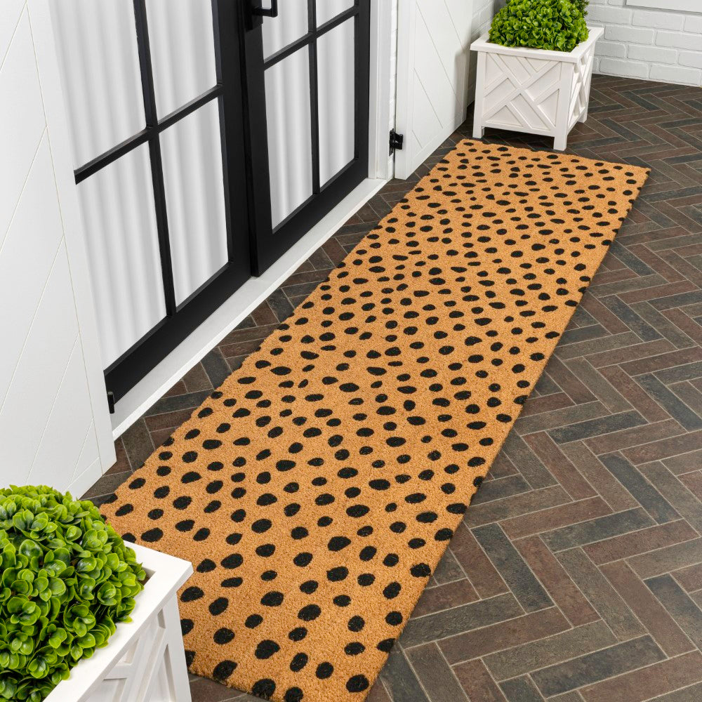 Liora Modern Classic Animal-spot Bordered Coir Area Rug