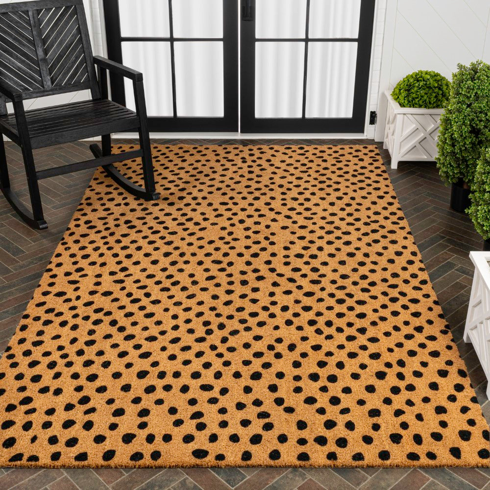 Liora Modern Classic Animal-spot Bordered Coir Area Rug