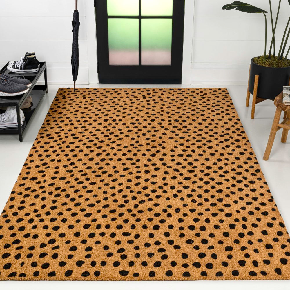 Liora Modern Classic Animal-spot Bordered Coir Area Rug