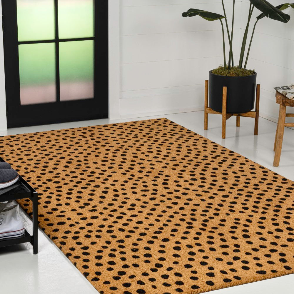 Liora Modern Classic Animal-spot Bordered Coir Area Rug