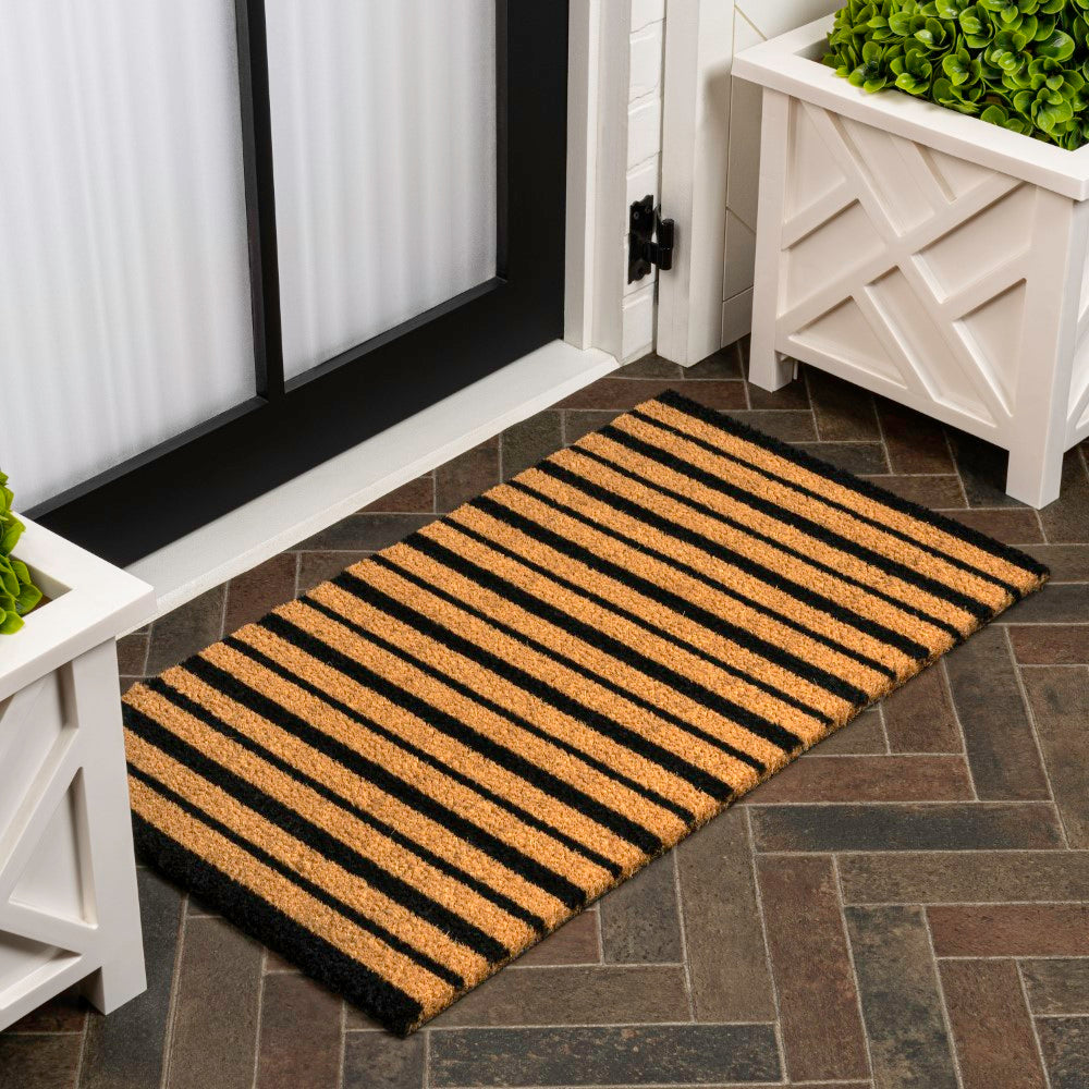 Arlina Modern Classic Ticking Stripe Coir Area Rug