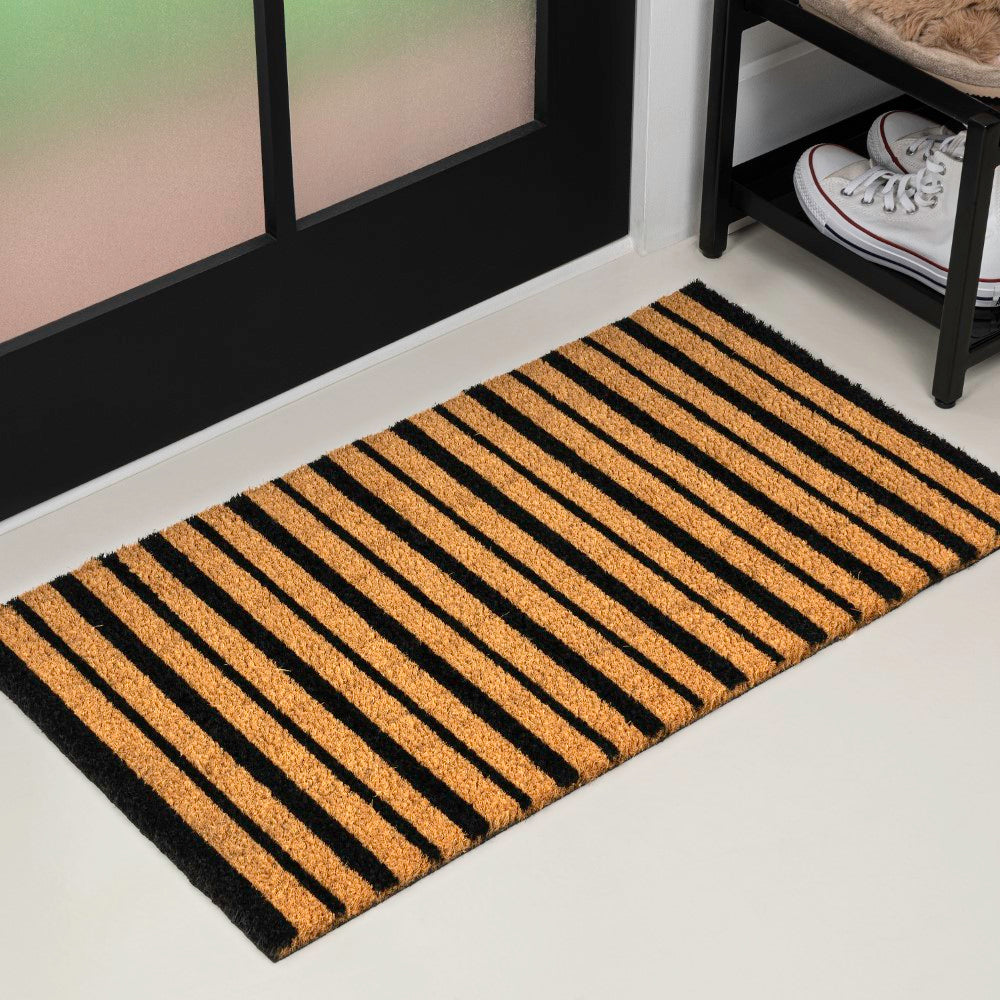Arlina Modern Classic Ticking Stripe Coir Area Rug
