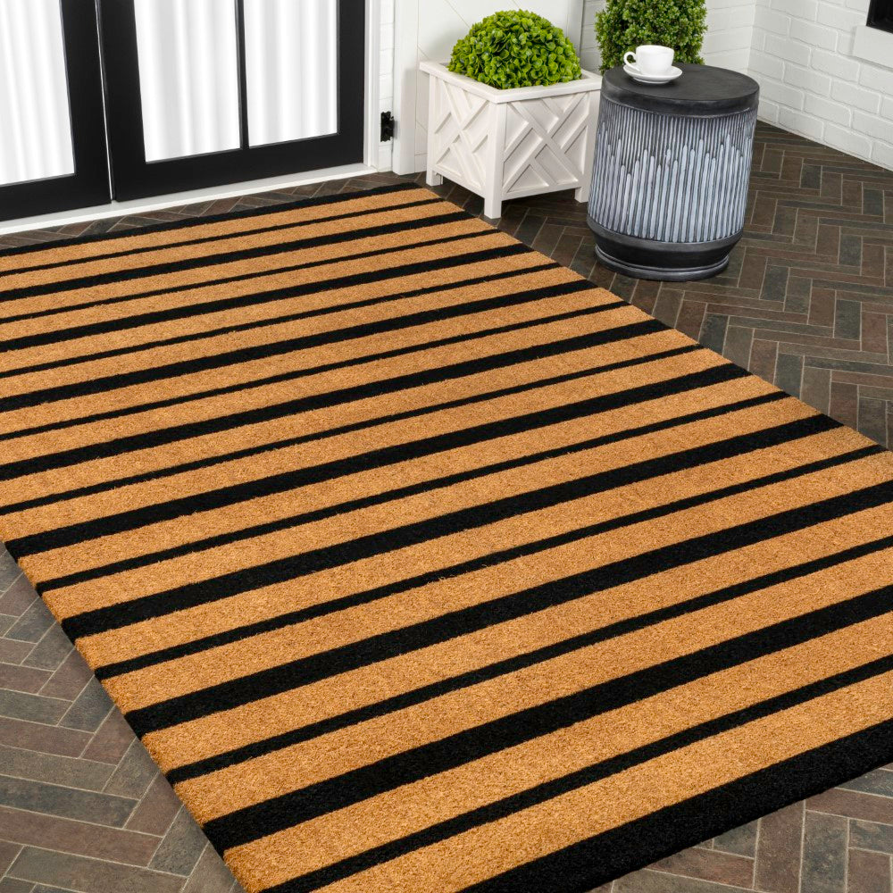 Arlina Modern Classic Ticking Stripe Coir Area Rug