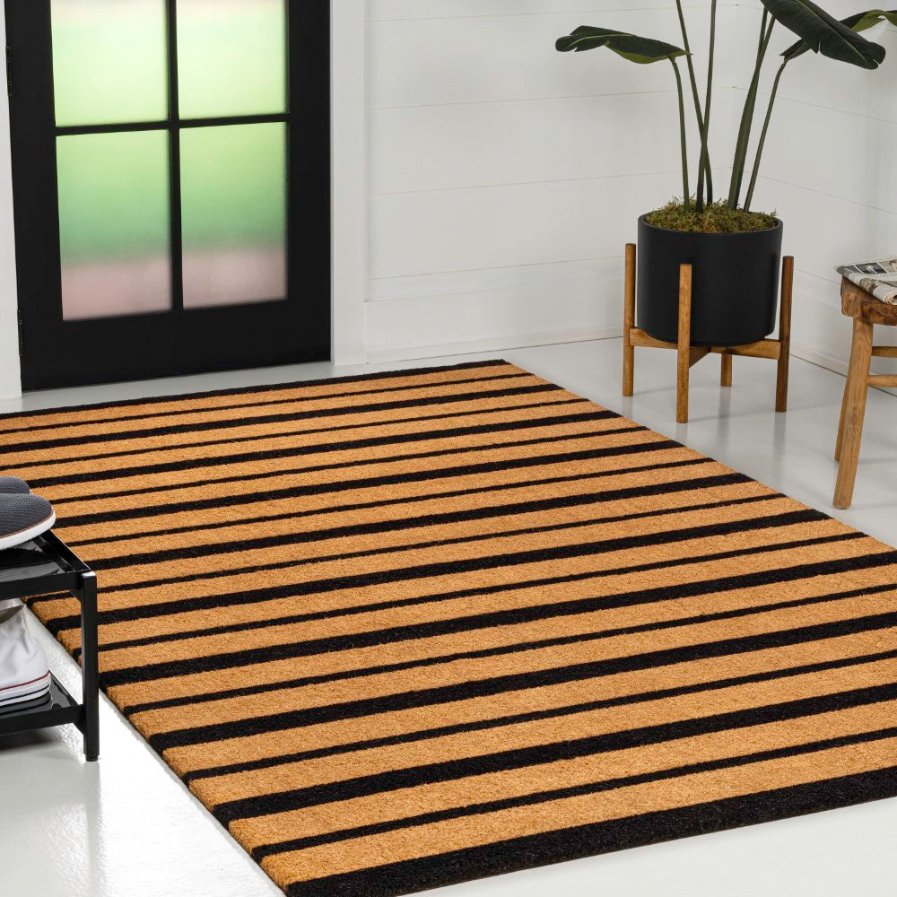 Arlina Modern Classic Ticking Stripe Coir Area Rug