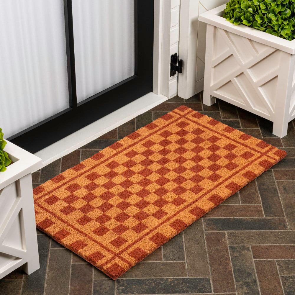 Northfield Classic Farmhouse Checkerboard Coir Area Rug