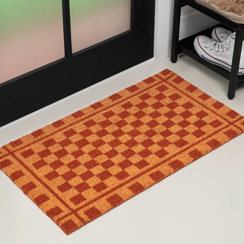 Northfield Classic Farmhouse Checkerboard Coir Area Rug
