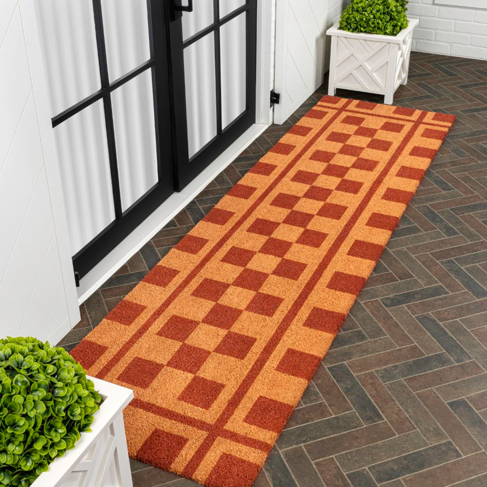 Northfield Classic Farmhouse Checkerboard Coir Area Rug