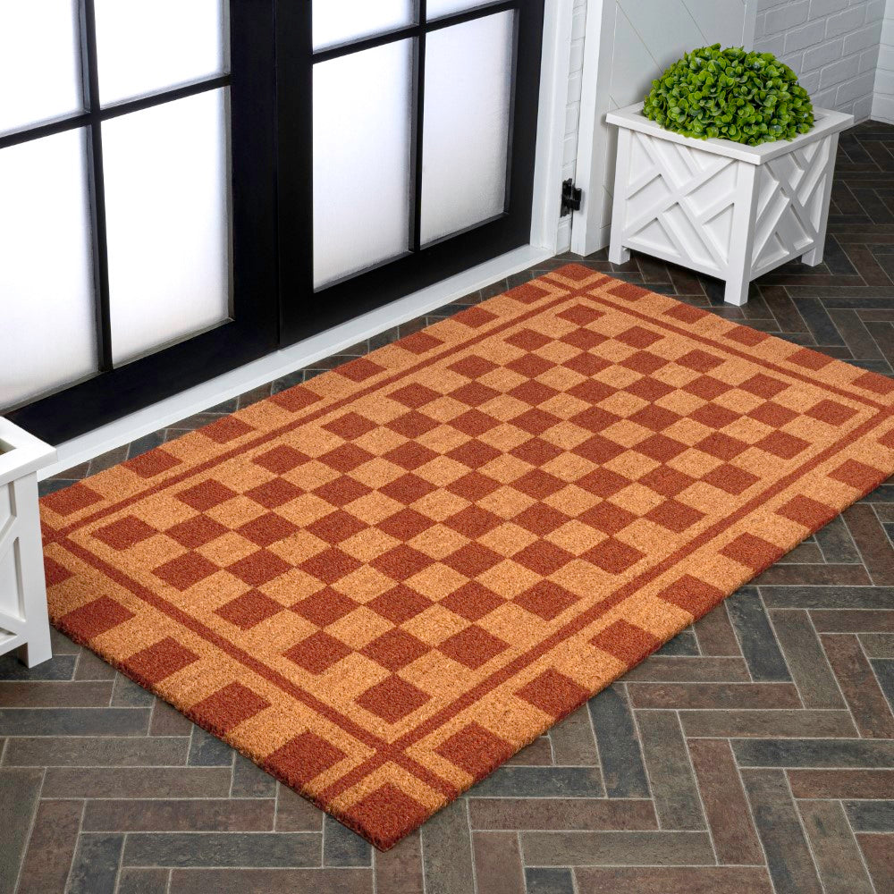 Northfield Classic Farmhouse Checkerboard Coir Area Rug