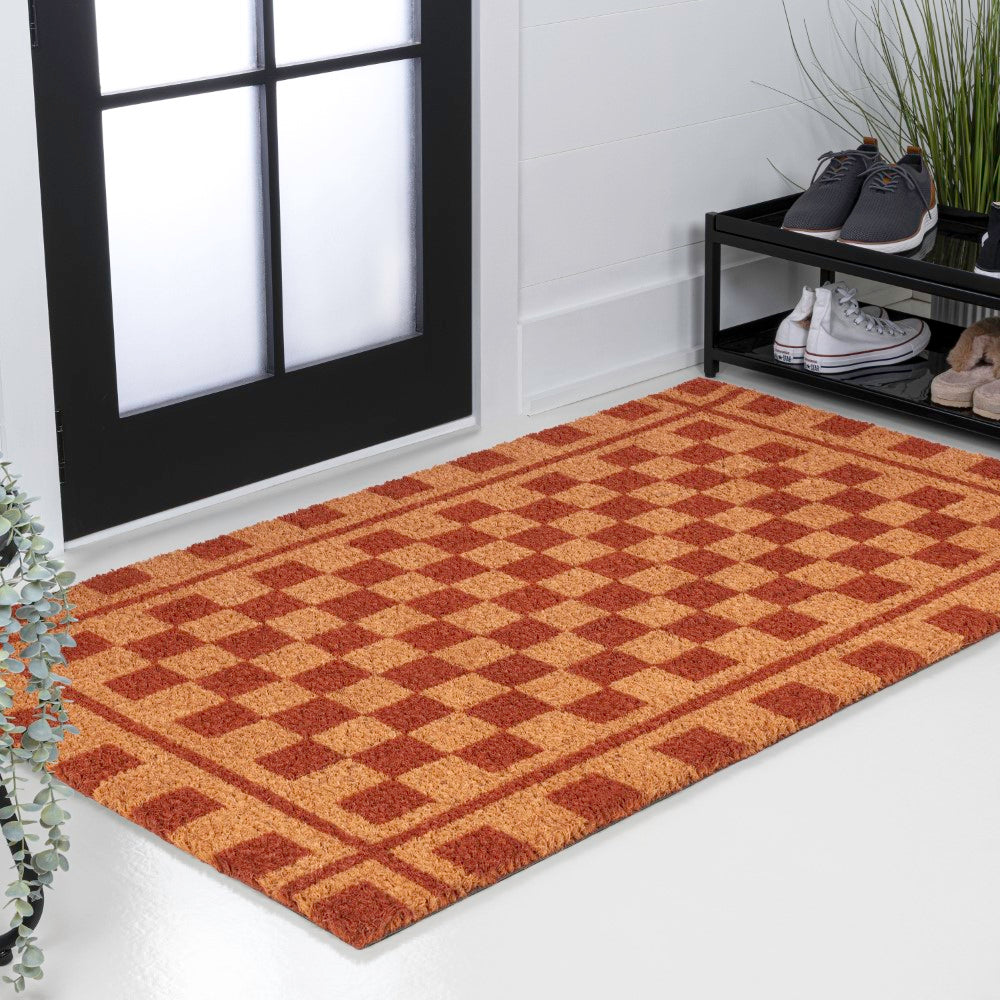 Northfield Classic Farmhouse Checkerboard Coir Area Rug