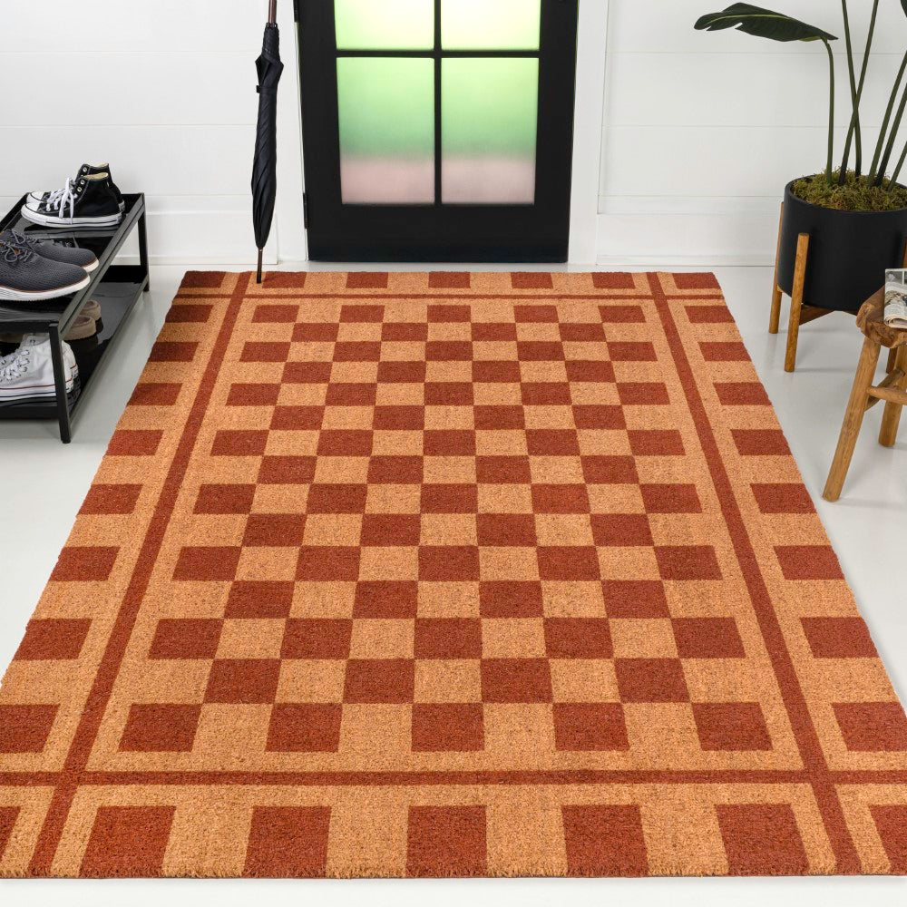 Northfield Classic Farmhouse Checkerboard Coir Area Rug