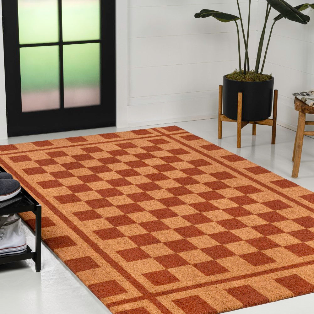 Northfield Classic Farmhouse Checkerboard Coir Area Rug