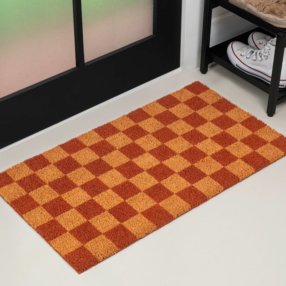 Winters Classic Farmhouse Checkered Coir Area Rug