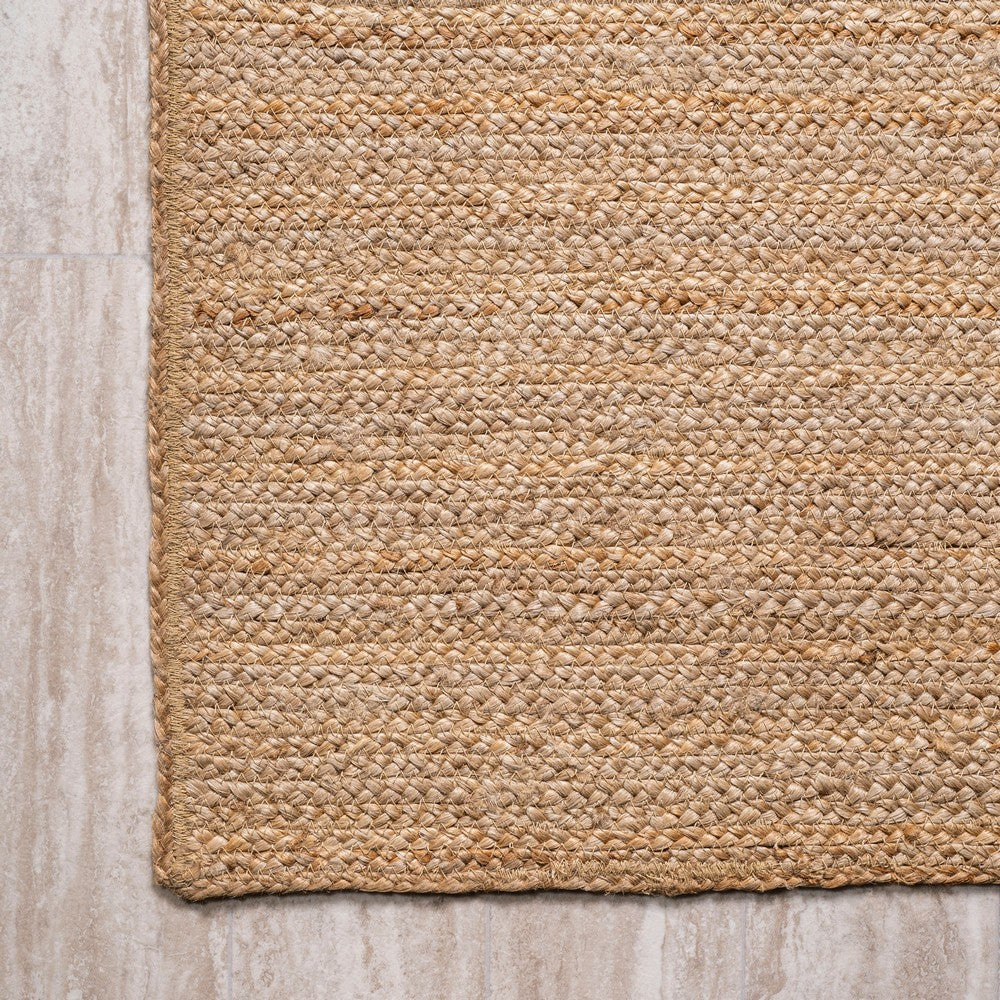 Kasv Rustic Farmhouse Woven Jute Solid Area Rug