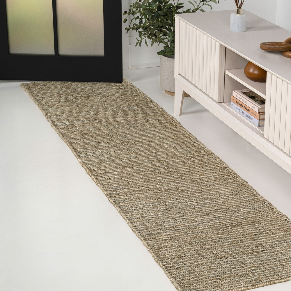 Kasv Rustic Farmhouse Woven Jute Solid Area Rug