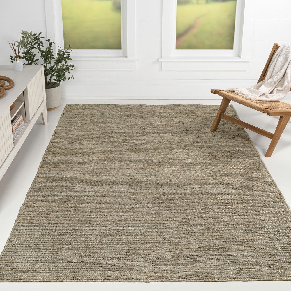 Kasv Rustic Farmhouse Woven Jute Solid Area Rug