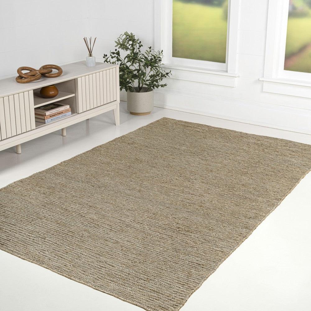 Kasv Rustic Farmhouse Woven Jute Solid Area Rug
