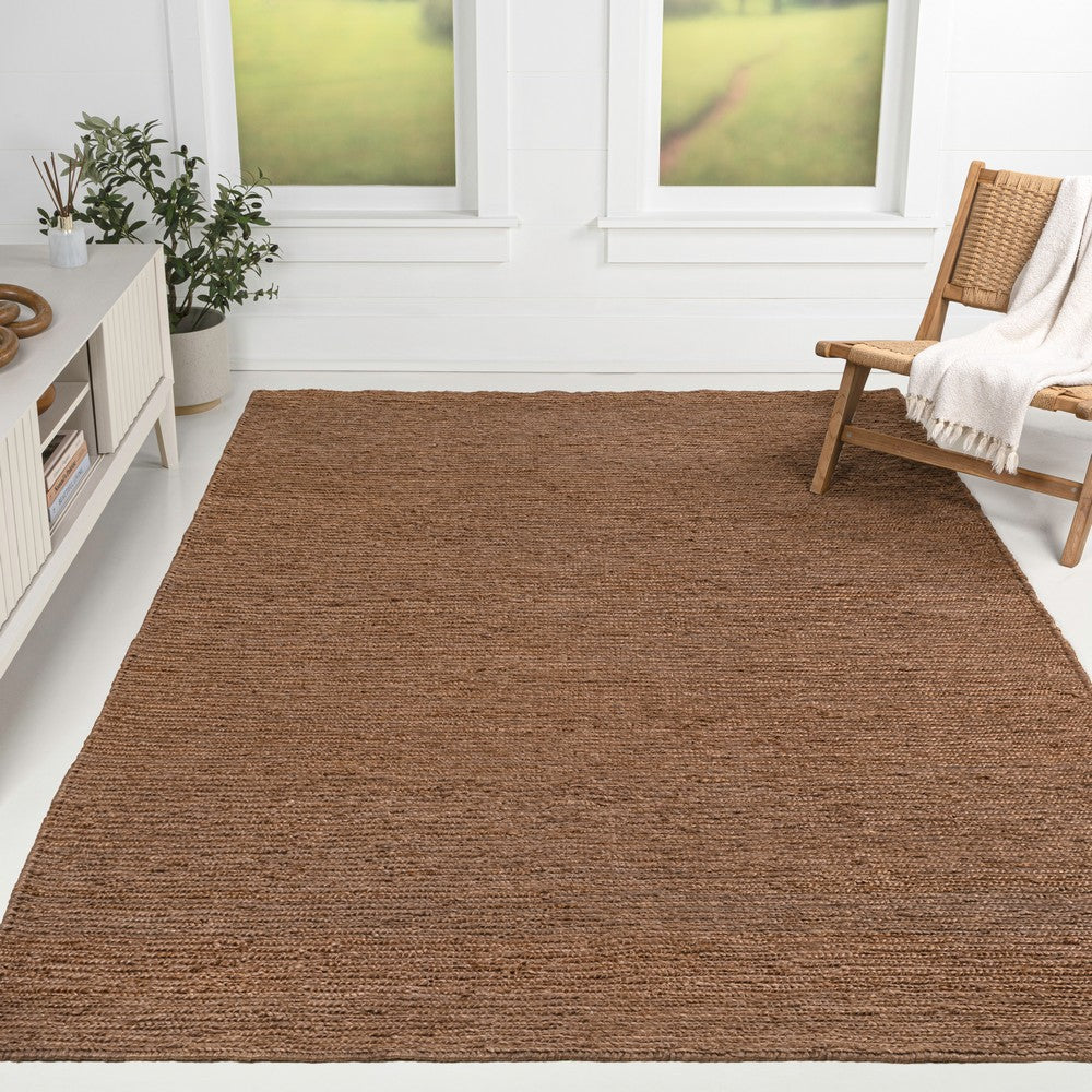 Kasv Rustic Farmhouse Woven Jute Solid Area Rug