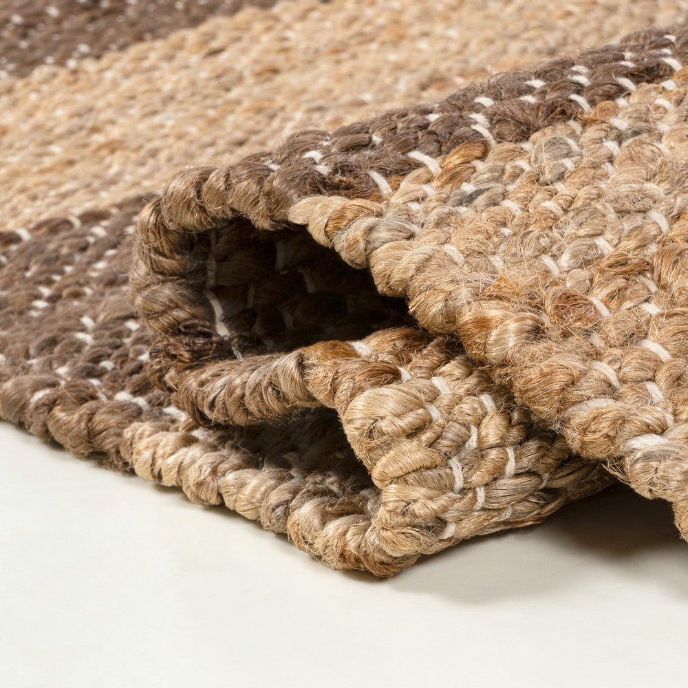 Jayon Rustic Farmhouse Woven Jute Stripe Area Rug