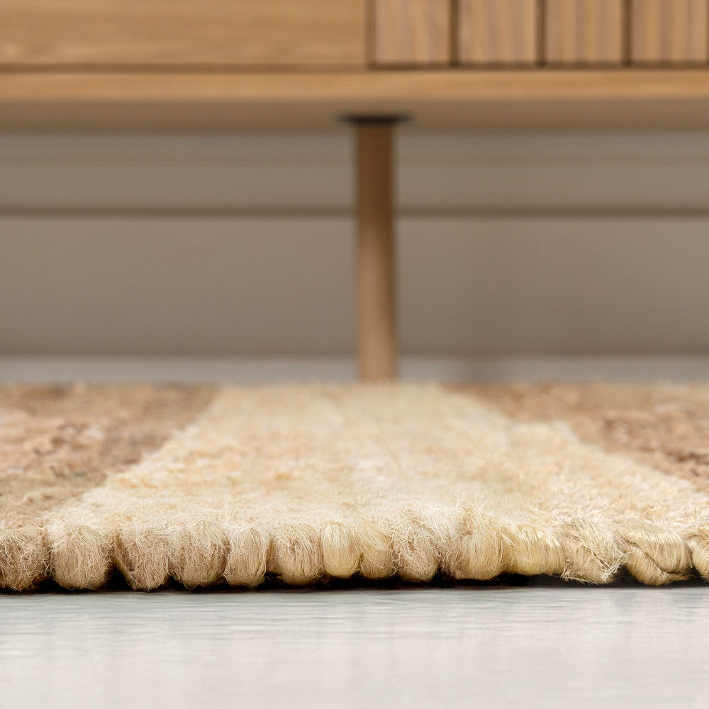 Jayon Rustic Farmhouse Woven Jute Stripe Area Rug