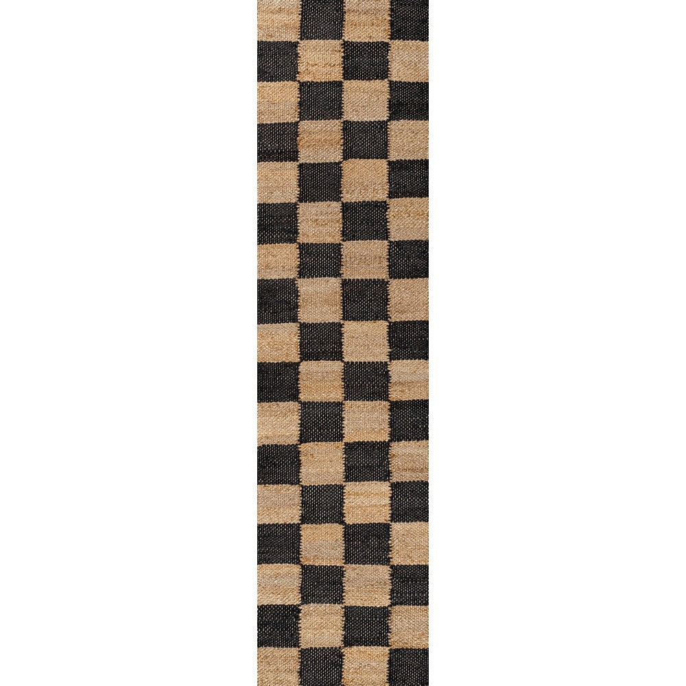 Rudra Modern Farmhouse Woven Jute Checkerboard Area Rug