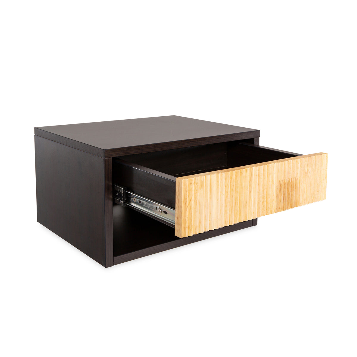 Cepee 15.71" Classic Contemporary Floating Wall Mounted Nightstand with Soft-Close Tambour Drawer and Cable Hole
