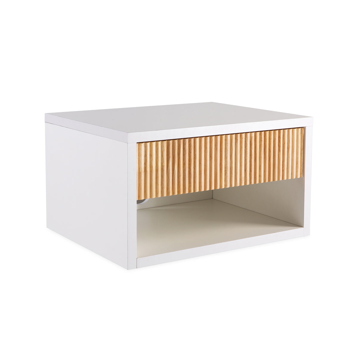 Cepee 15.71" Classic Contemporary Floating Wall Mounted Nightstand with Soft-Close Tambour Drawer and Cable Hole