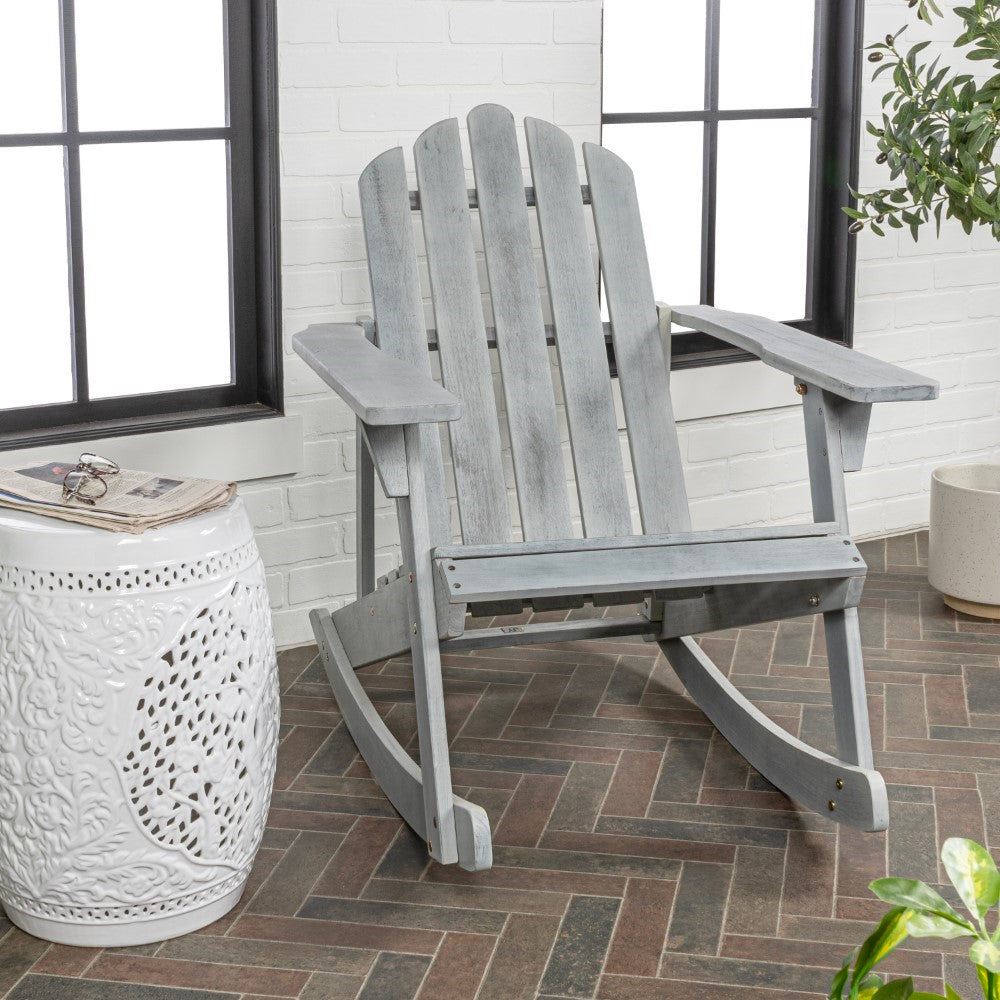 Hausa Outdoor Patio Classic Acacia Wood Adirondack Rocking Chair