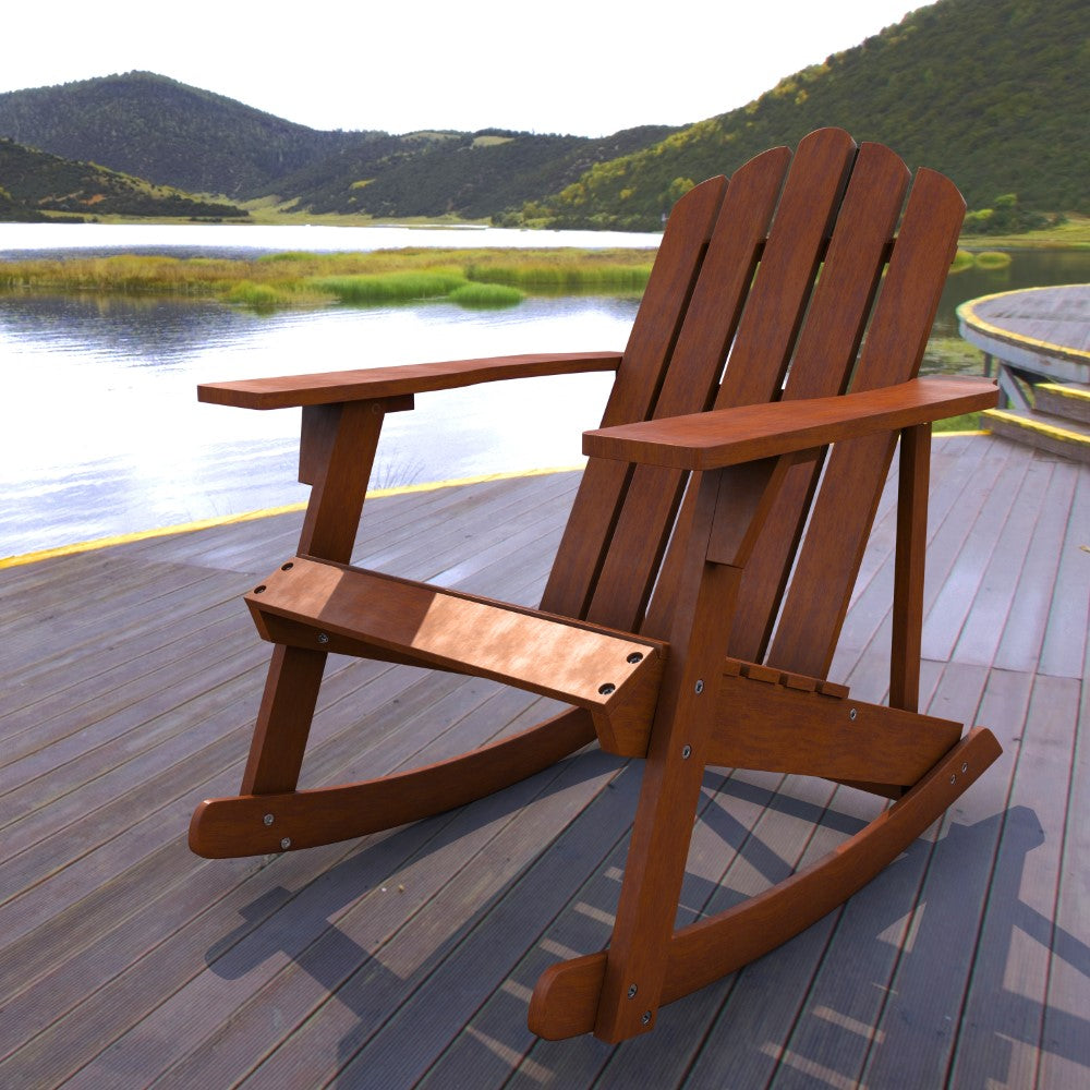Hausa Outdoor Patio Classic Acacia Wood Adirondack Rocking Chair