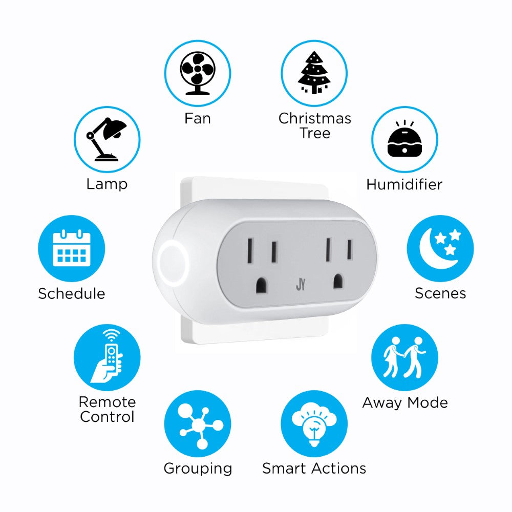 Jamie Smart Dual Plug - WiFi Remote App Control for Lights & Appliances; Compatible with Alexa and Google Home Assistant, No Hub Required