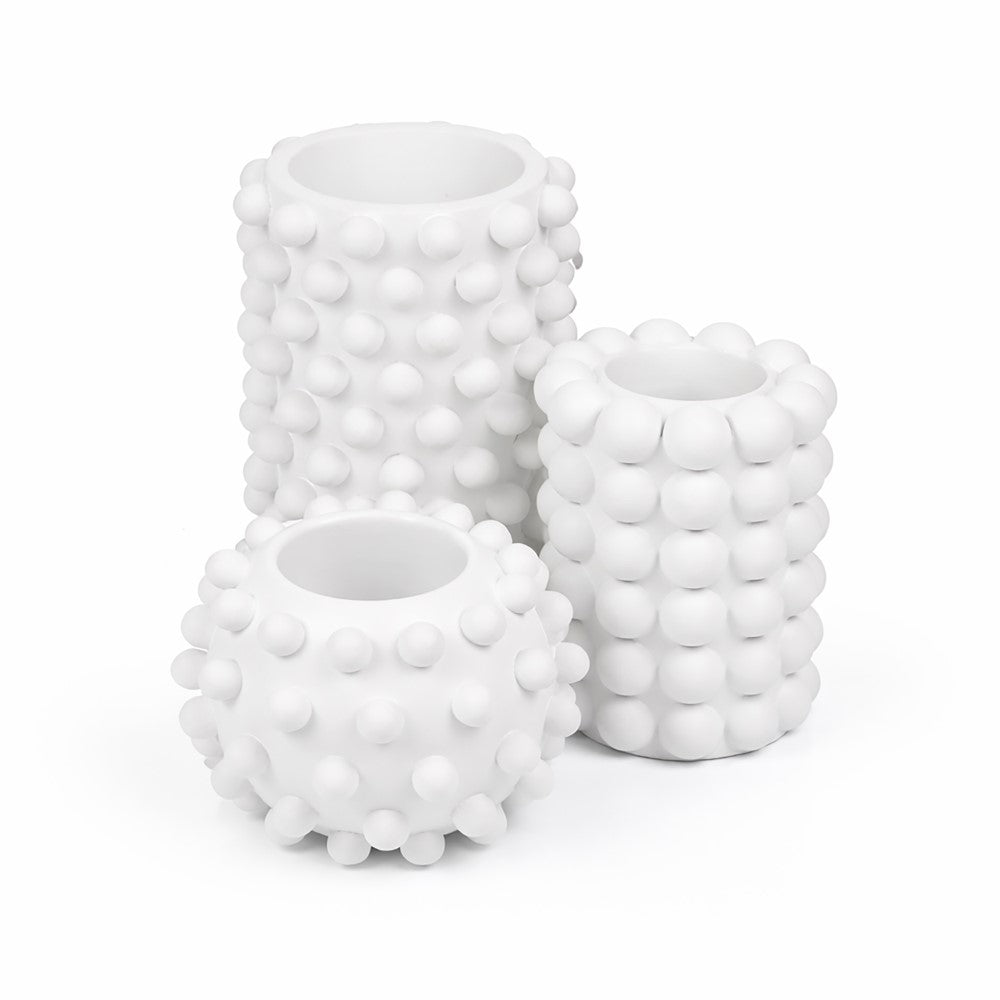 Nyra Modern Minimalist Handmade Concrete Bubble Cylinder and Round Planter Set