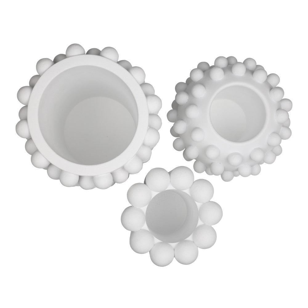 Nyra Modern Minimalist Handmade Concrete Bubble Cylinder and Round Planter Set