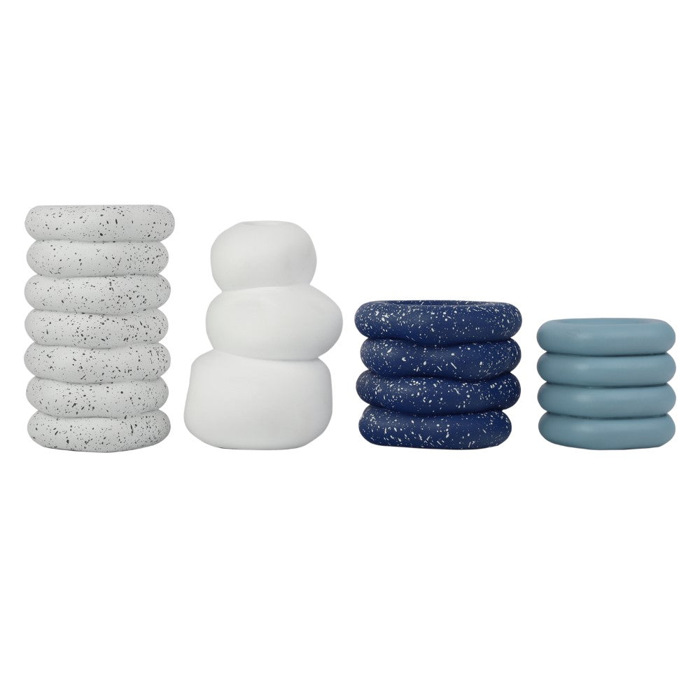 Zyra Modern Minimalist Handmade Concrete Stacked Ring Planter Set with Drainage Holes