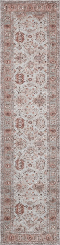 Maplecrest Oushak Style Distressed Border Non-slip Machine-washable Area Rug