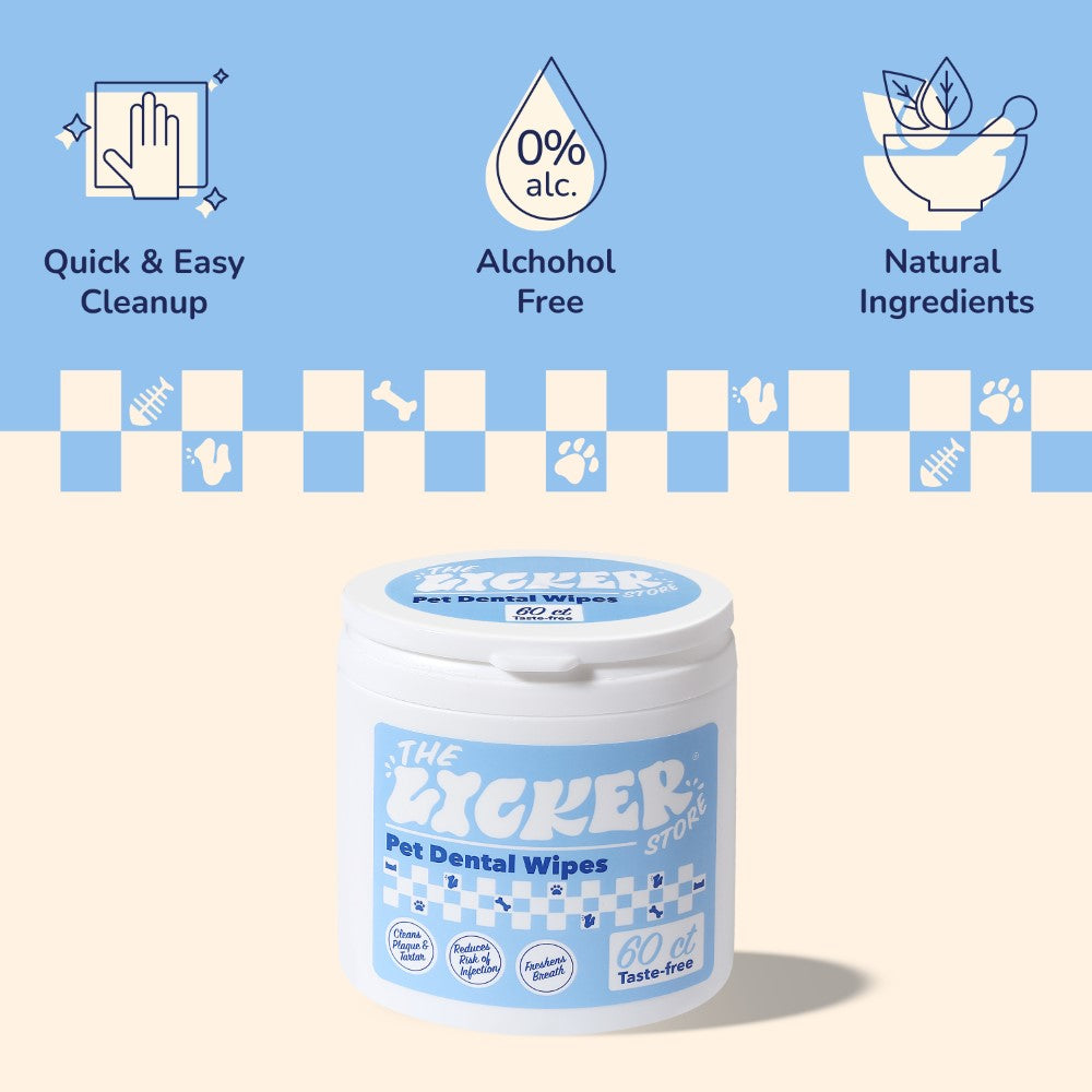 Churly Dog Dental Finger Hypoallergenic Wipes with Extracts of Aloe Vera Leaf, Coconut Oil, Honey (60 Count)