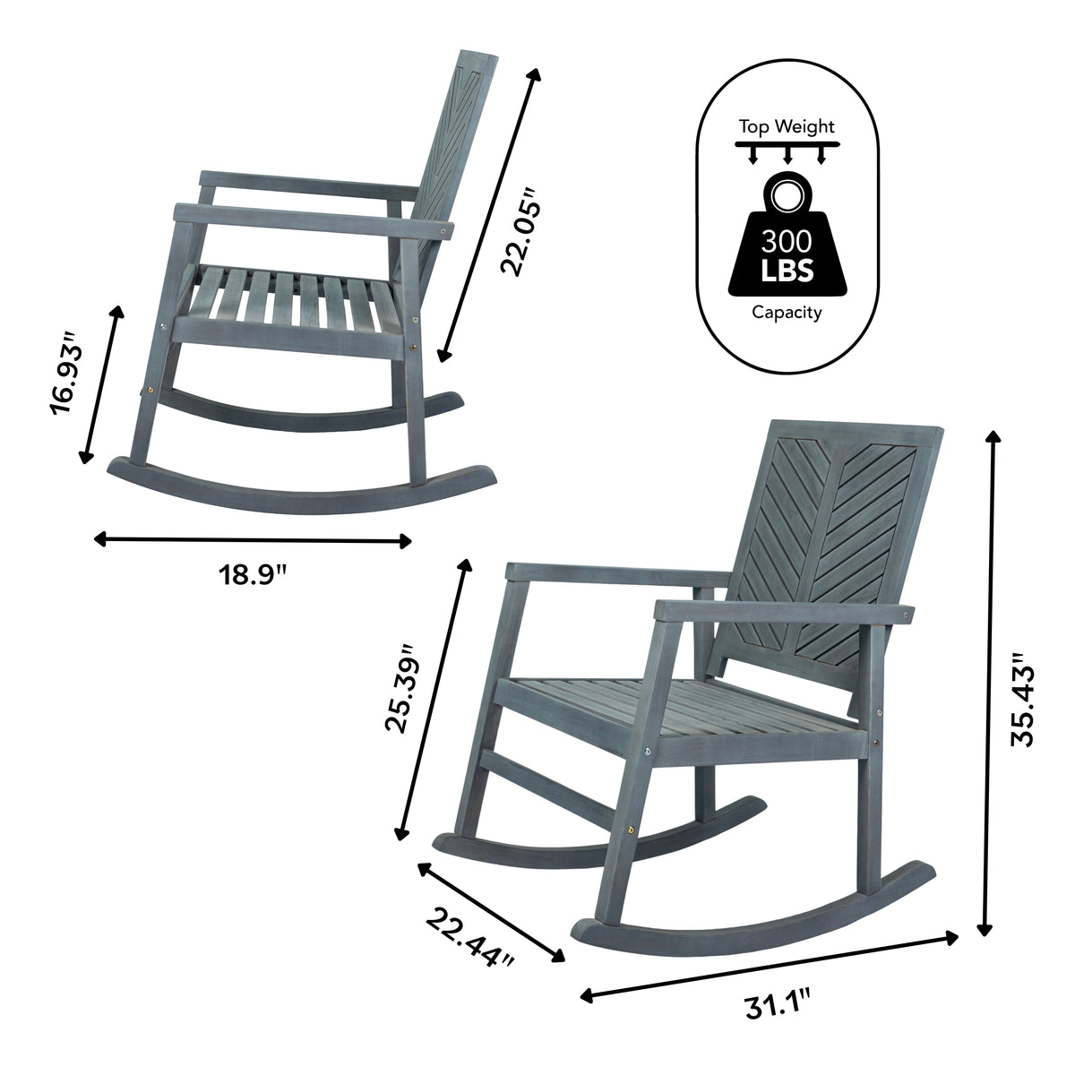 Timothy Chevron-Back Outdoor Rocking Chair