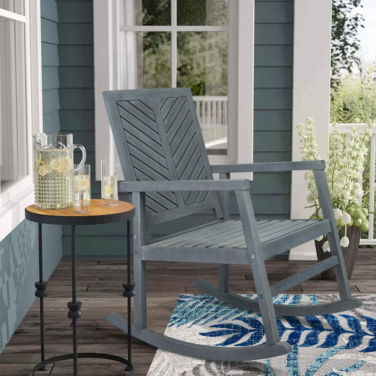 Timothy Chevron-Back Outdoor Rocking Chair