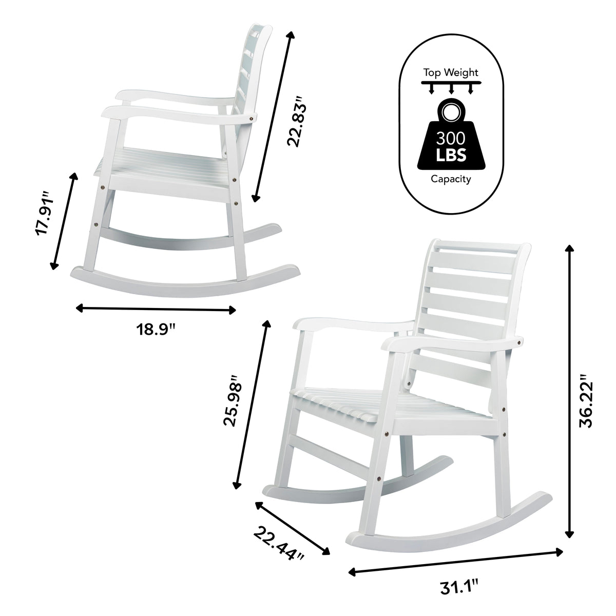 Winado Slat-Back Outdoor Rocking Chair
