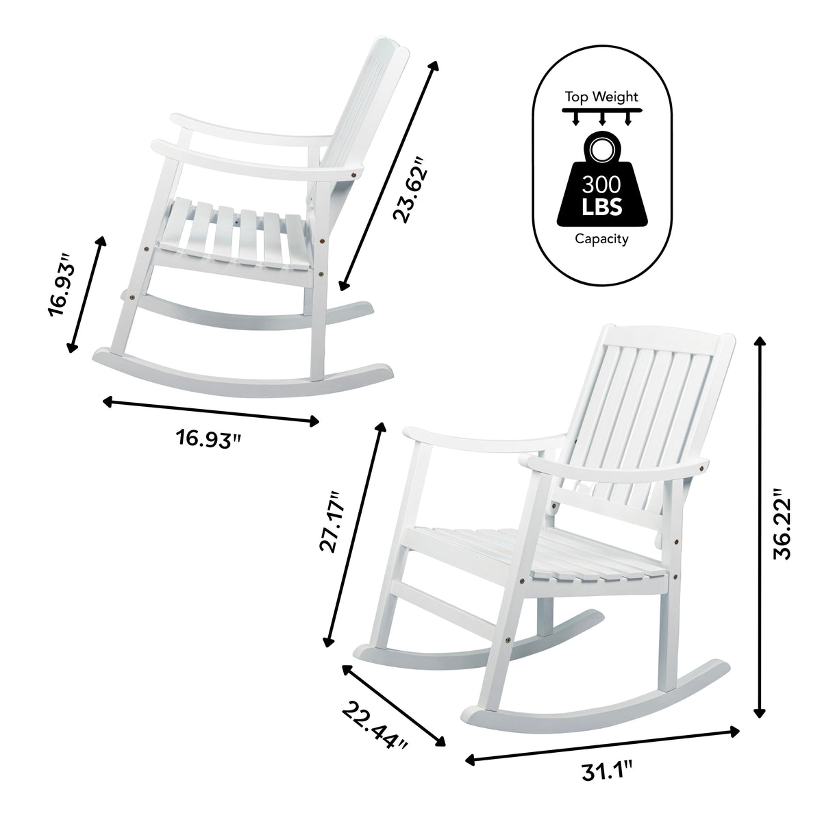 Rajon Slat-Back Outdoor Rocking Chair