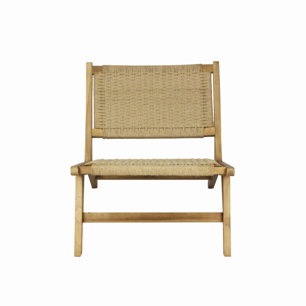 Beachcrest Mid-Century Modern Woven Seagrass Wood Armless Indoor Lounge Chair
