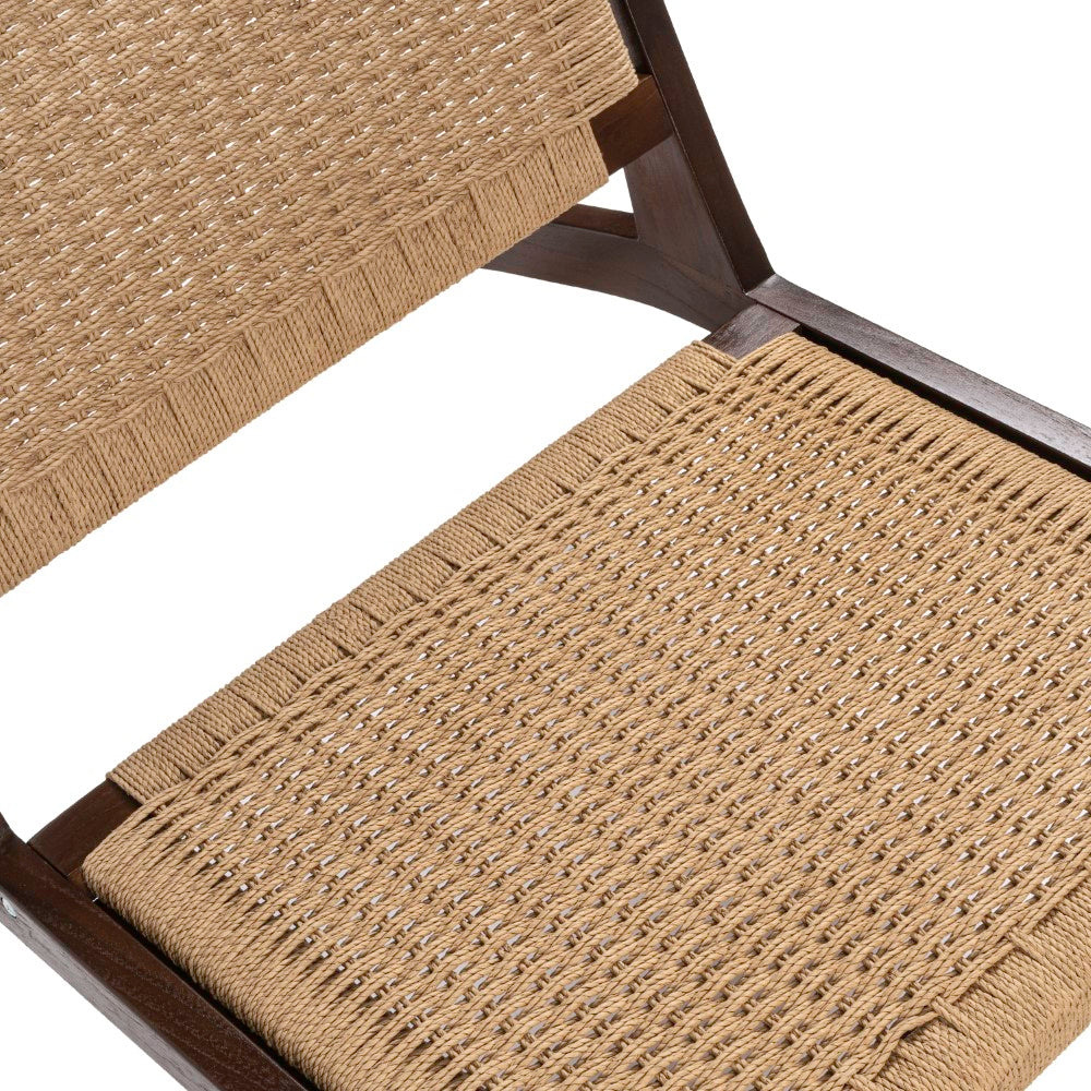 Beachcrest Mid-Century Modern Woven Seagrass Wood Armless Indoor Lounge Chair