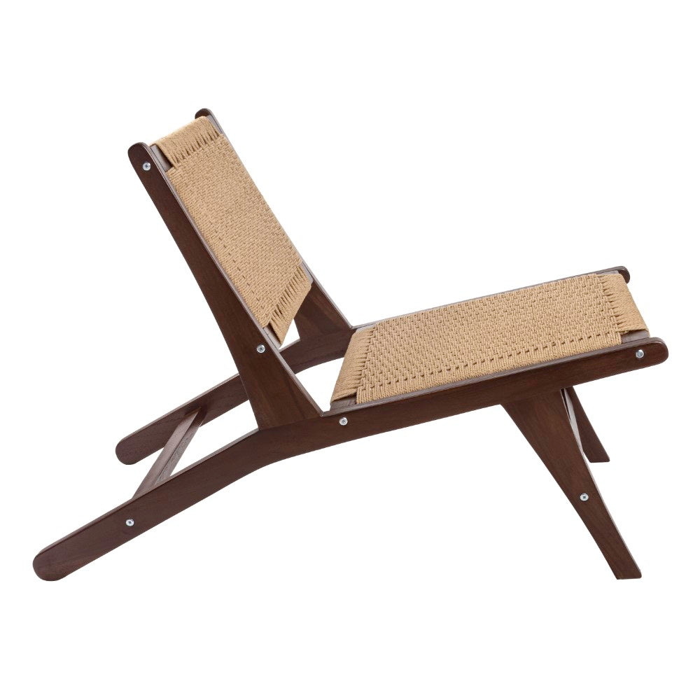 Beachcrest Mid-Century Modern Woven Seagrass Wood Armless Indoor Lounge Chair