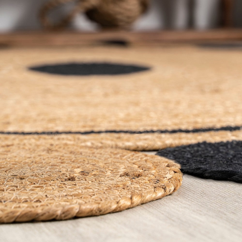 Classic Two-tone Jute Hippy Circle Medallion Area Rug