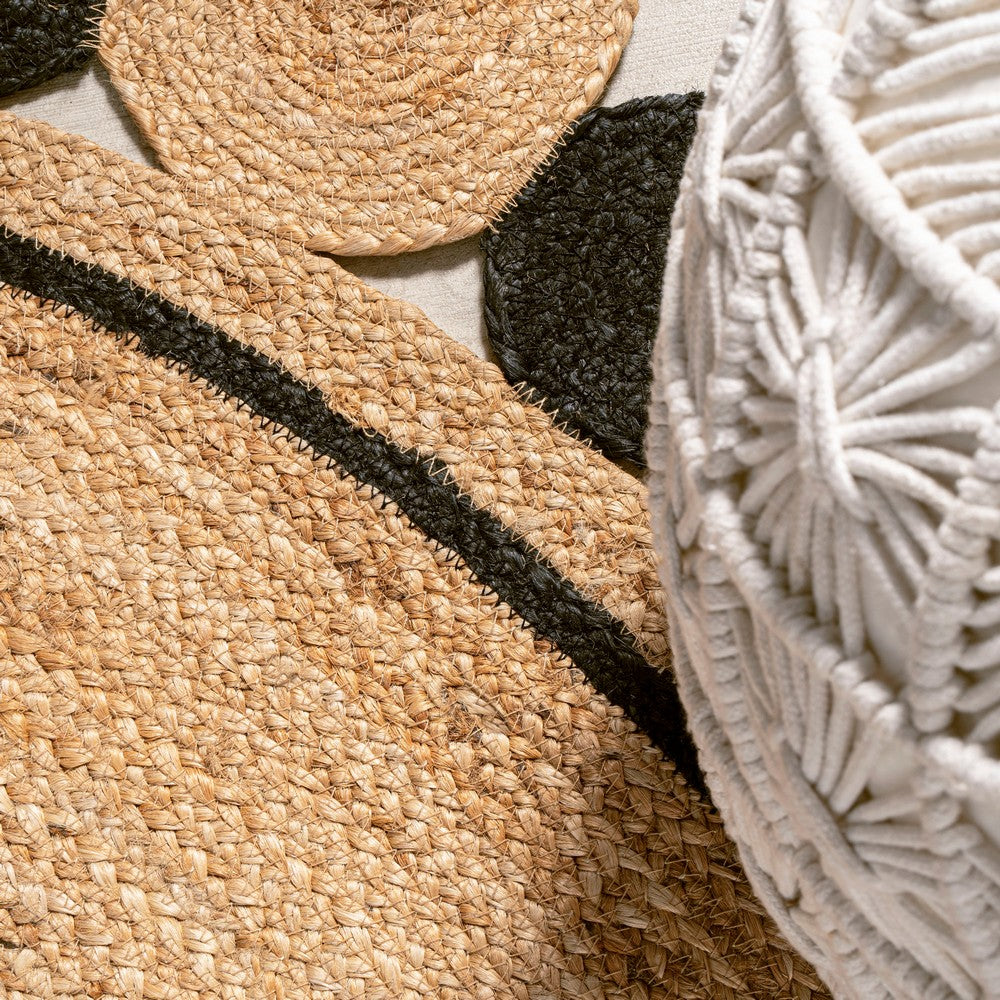 Classic Two-tone Jute Hippy Circle Medallion Area Rug
