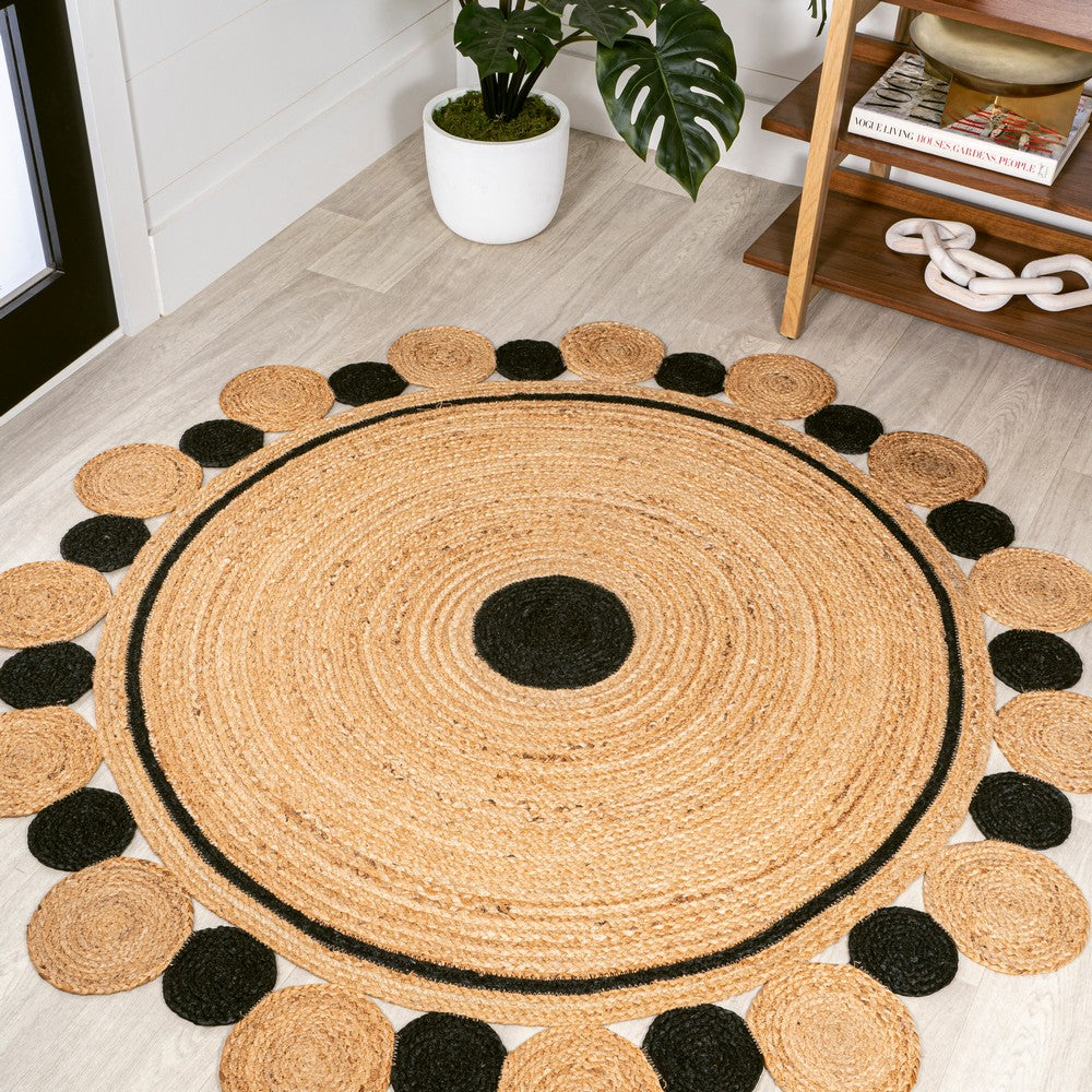Classic Two-tone Jute Hippy Circle Medallion Area Rug
